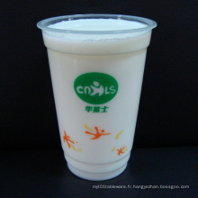 Tasses transparentes en plastique avec couvercles plats pour boissons froides